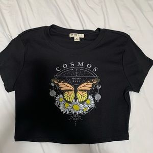 Cropped butterfly rubbed tee